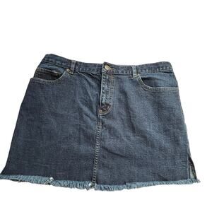 Lauren Jeans Co. Dark Wash Mini Skirt Frayed Bottom Size 14